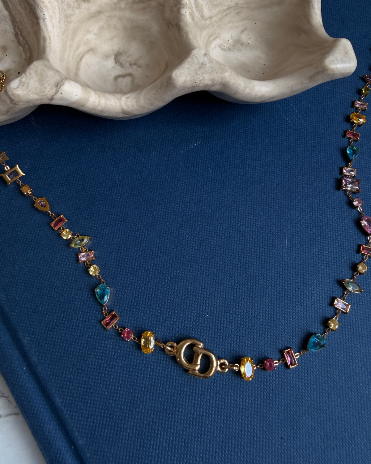 Authentic Dior CD initials Pendant- Reworked Stone Choker