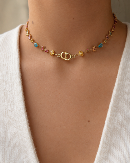 Authentic Dior CD initials Pendant- Reworked Stone Choker