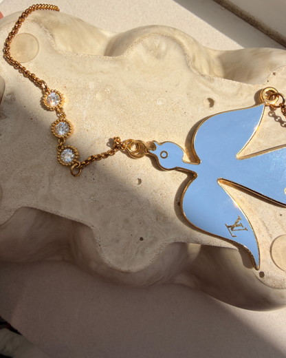 Authentic Louis Vuitton Blue Bird Reworked Necklace