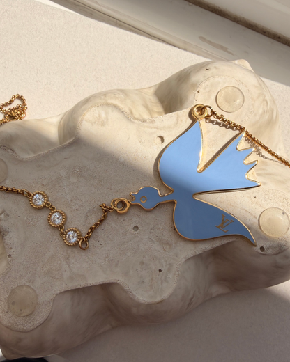 Authentic Louis Vuitton Blue Bird Reworked Necklace