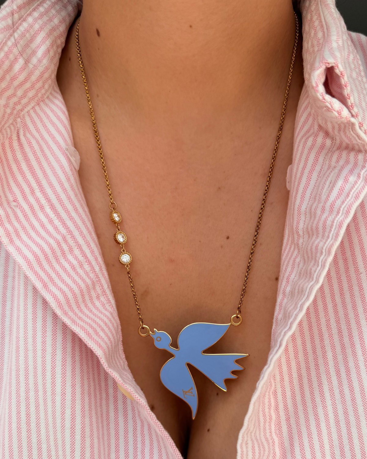 Authentic Louis Vuitton Blue Bird Reworked Necklace