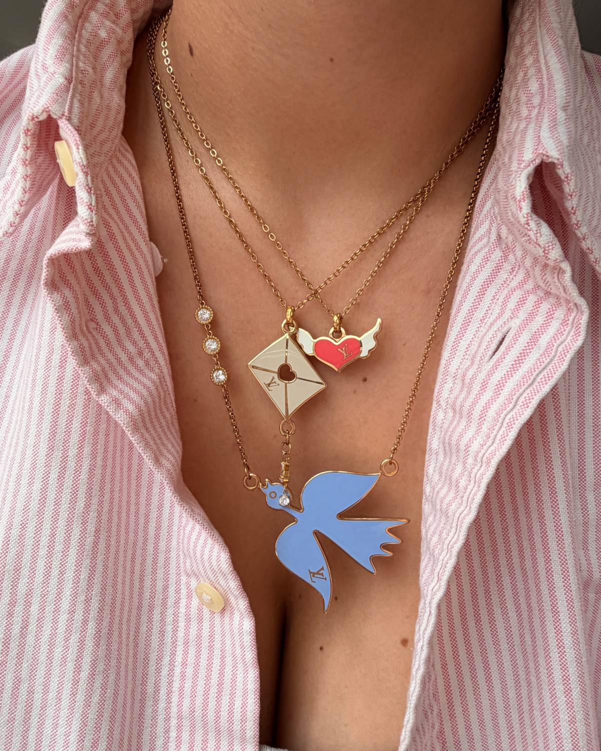 Authentic Louis Vuitton Blue Bird Reworked Necklace