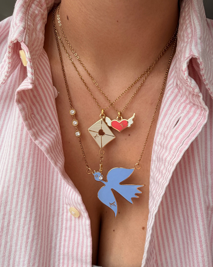Authentic Louis Vuitton Blue Bird Reworked Necklace