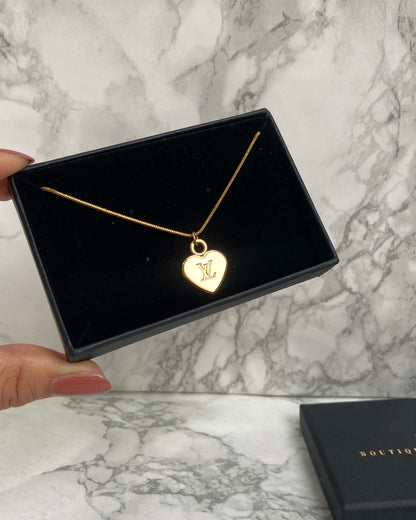 Authentic Louis Vuitton Heart Reworked Dainty Necklace