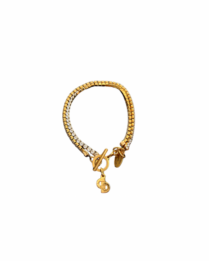 Authentic Dior CD Tag Pendant- Reworked Double Strass Bracelelt