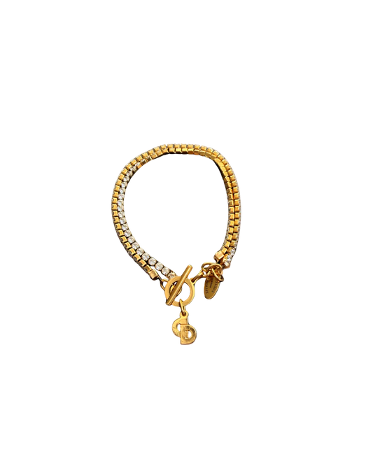 Authentic Dior CD Tag Pendant- Reworked Double Strass Bracelelt
