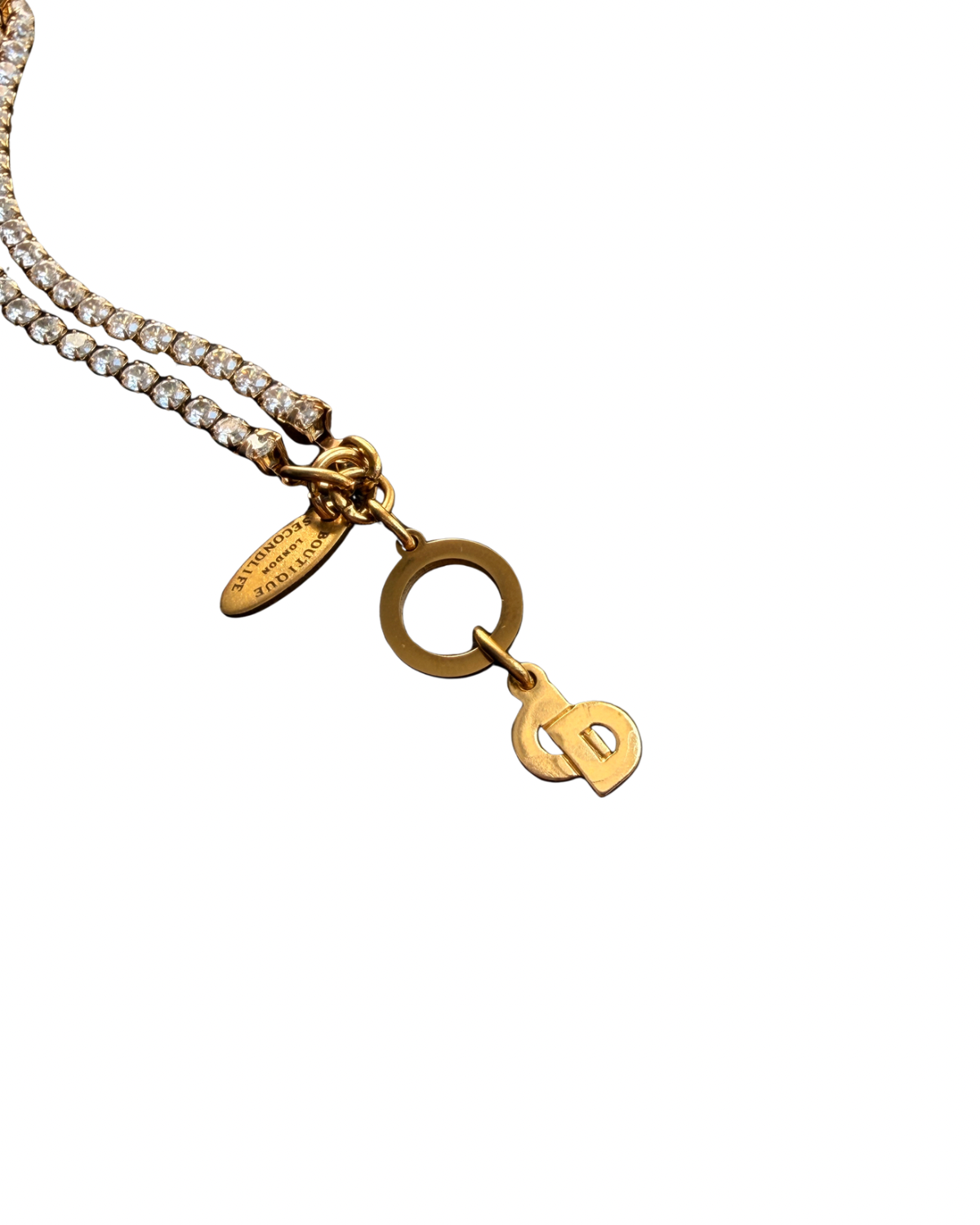 Authentic Dior CD Tag Pendant- Reworked Double Strass Bracelelt