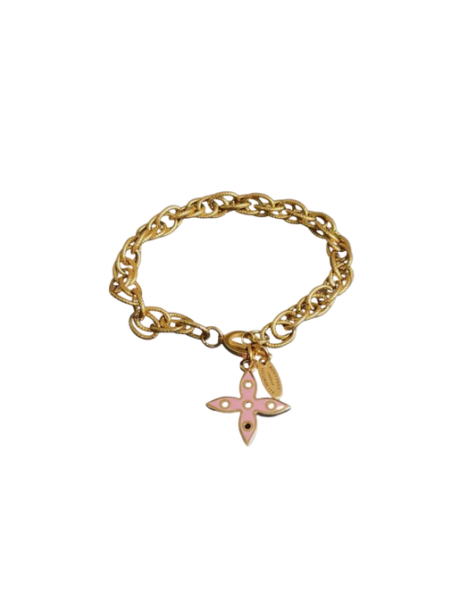 Authentic Louis Vuitton Pink & Yellow Looping Pendant- Reworked Bracelet