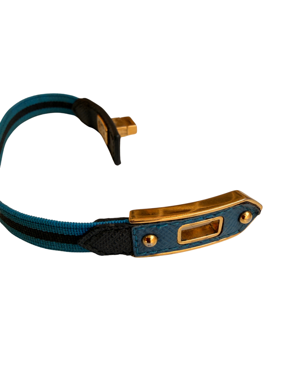 Authentic Prada Turnlock Saffiano & Nylon Bracelet
