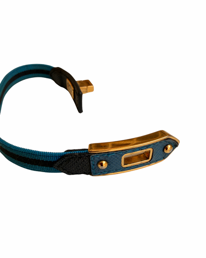 Authentic Prada Turnlock Saffiano & Nylon Bracelet