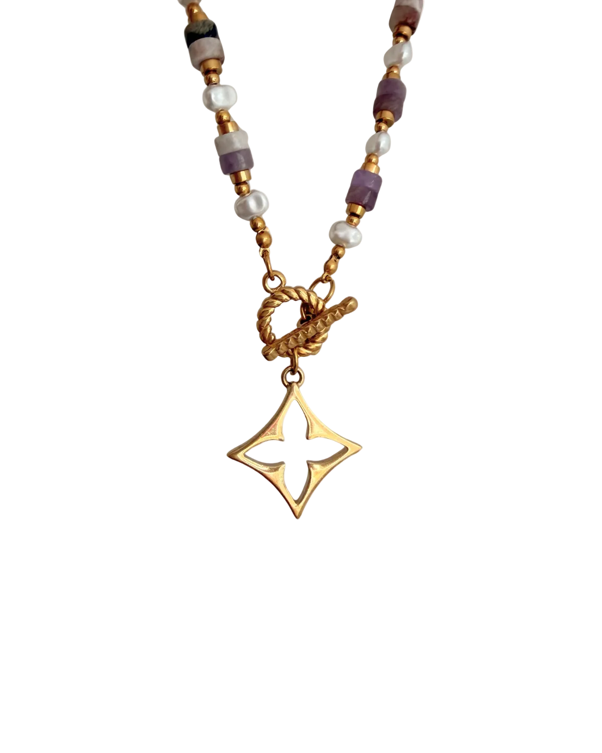 Authentic Louis Vuitton Fleur Charm- Reworked amethyst gemstones  Necklace