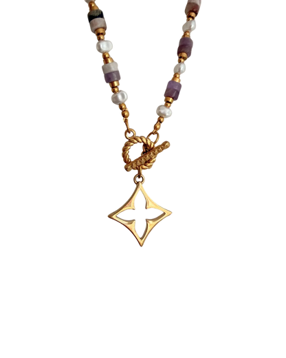 Authentic Louis Vuitton Fleur Charm- Reworked amethyst gemstones  Necklace