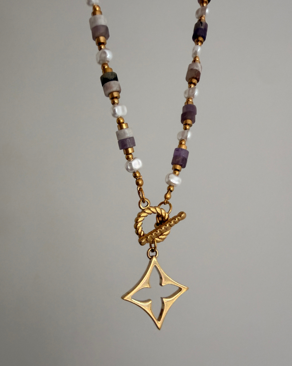 Authentic Louis Vuitton Fleur Charm- Reworked amethyst gemstones  Necklace