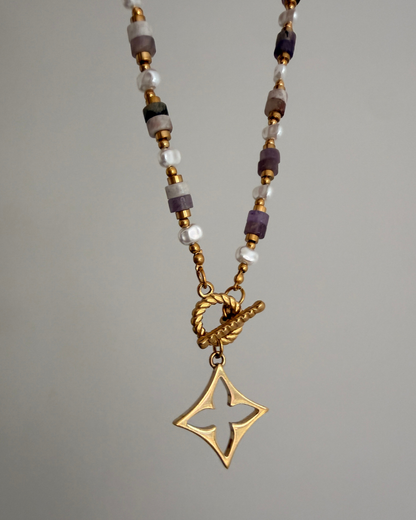 Authentic Louis Vuitton Fleur Charm- Reworked amethyst gemstones  Necklace