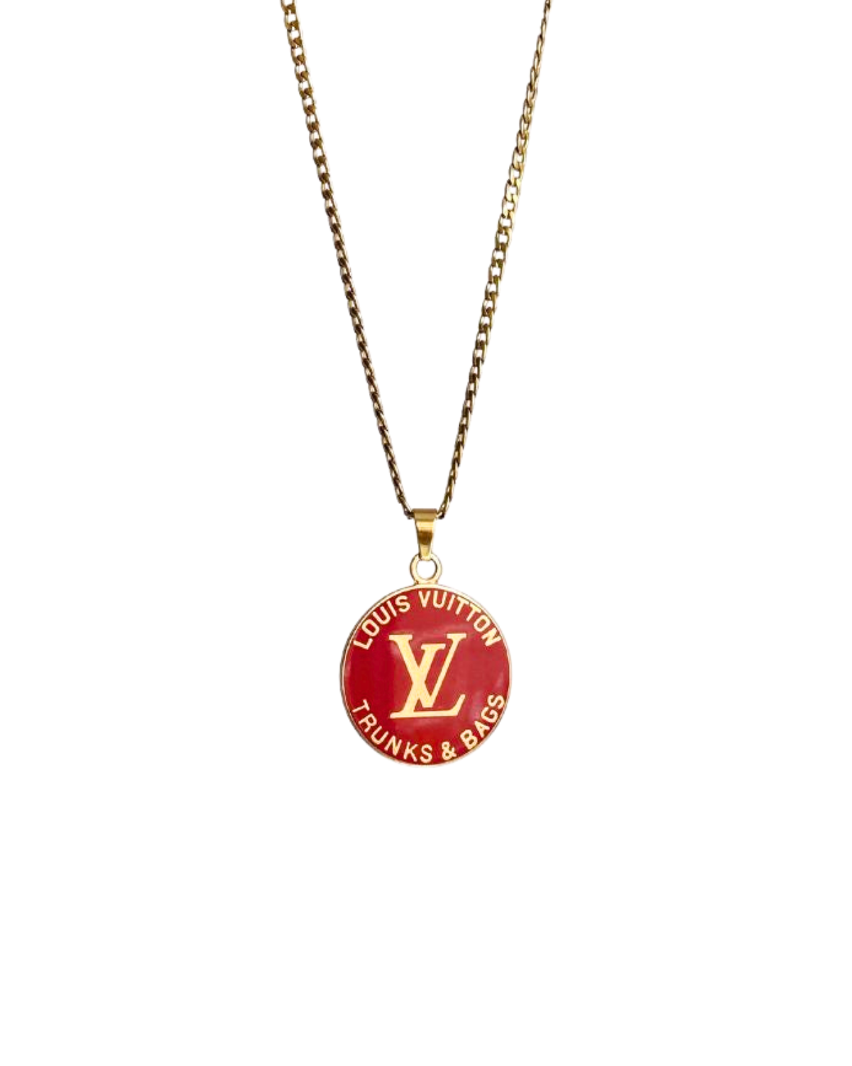 Authentic Louis Vuitton Red Round Pendant- Reworked Necklace
