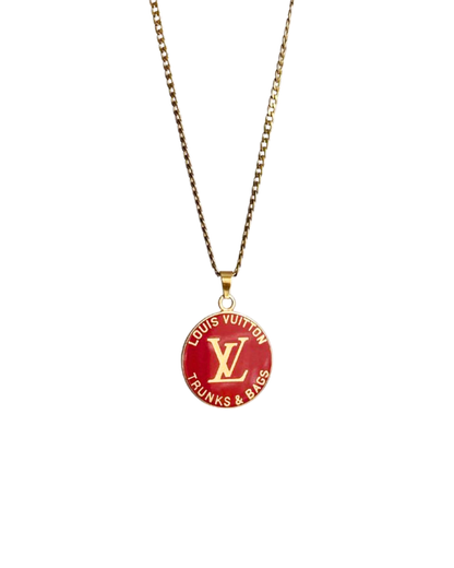 Authentic Louis Vuitton Red Round Pendant- Reworked Necklace