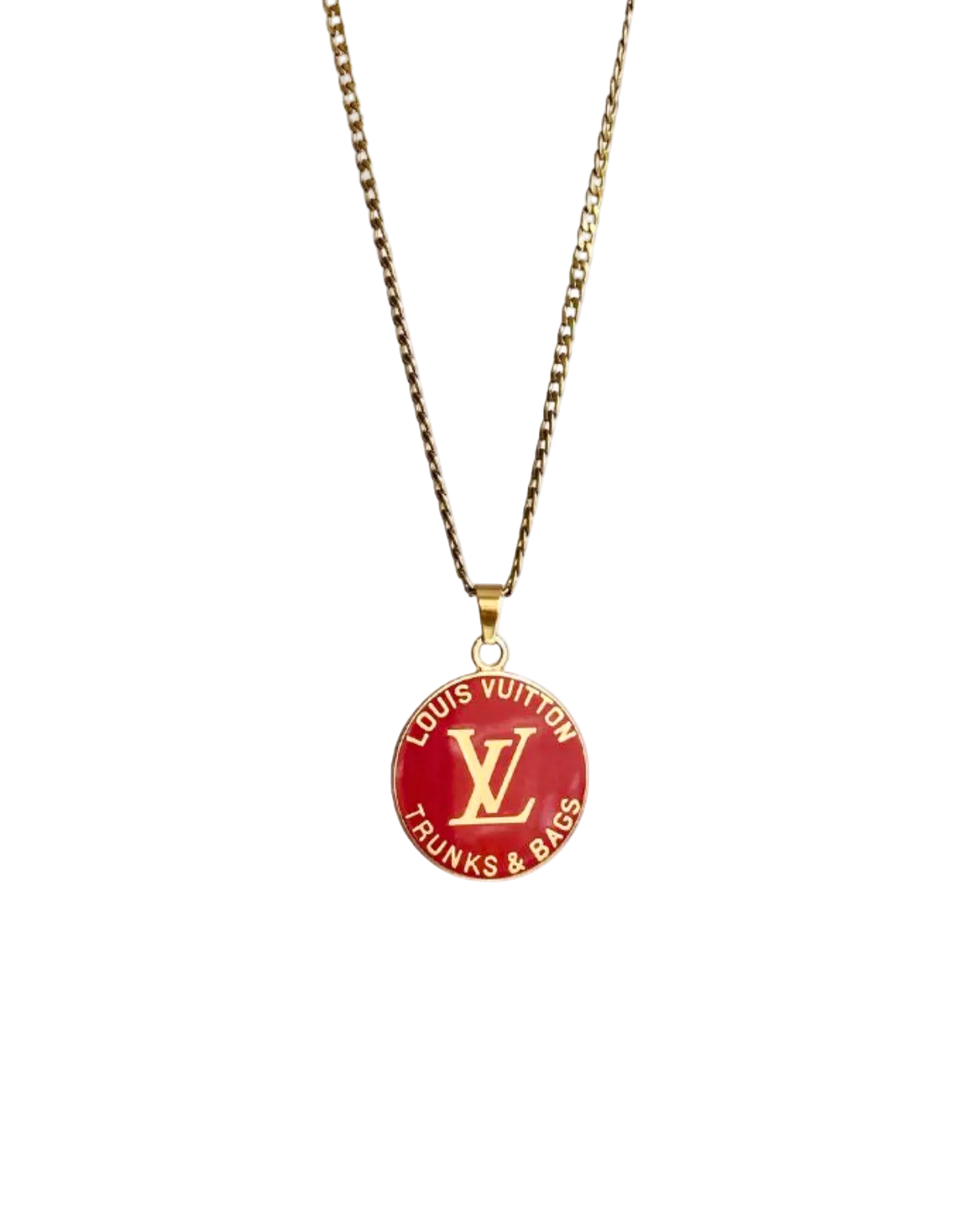Authentic Louis Vuitton Red Round Pendant- Reworked Necklace