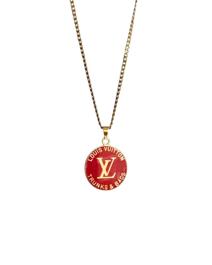 Authentic Louis Vuitton Red Round Pendant- Reworked Necklace