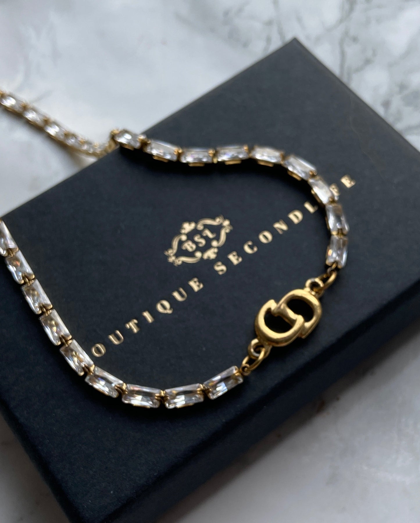 Authentic Dior CD initials Pendant- Reworked Mini Diamante Choker