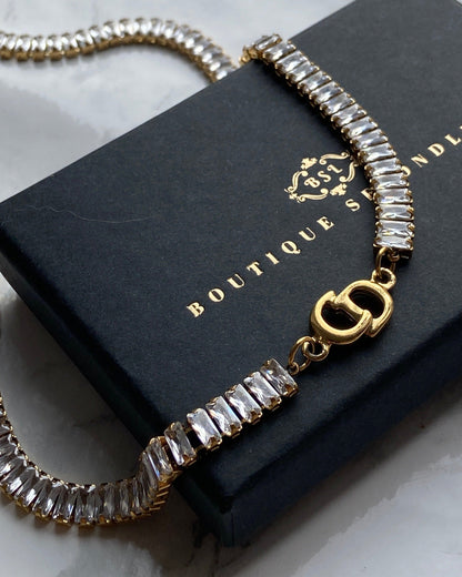 Authentic Dior CD initials Pendant- Reworked Diamante Choker