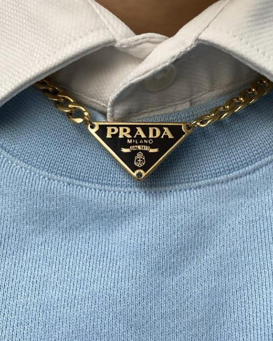 Authentic Prada Plaque Black Tag - Repurposed Necklace
