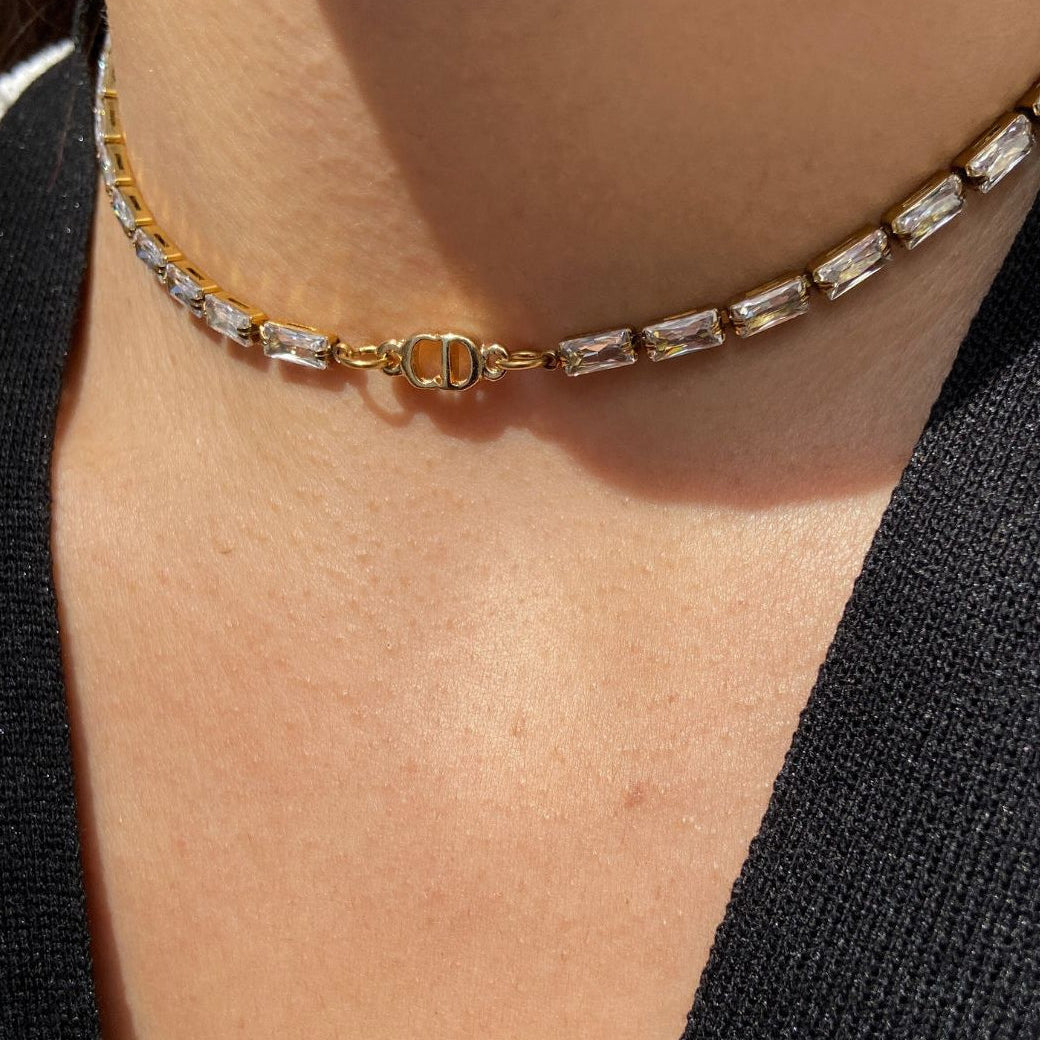 Authentic Mini CD Dior pendant- Reworked Diamante Choker