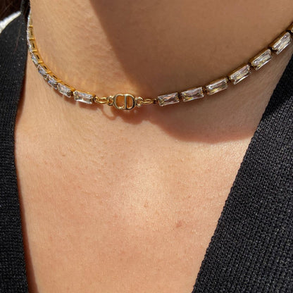 Authentic Mini CD Dior pendant- Reworked Diamante Choker