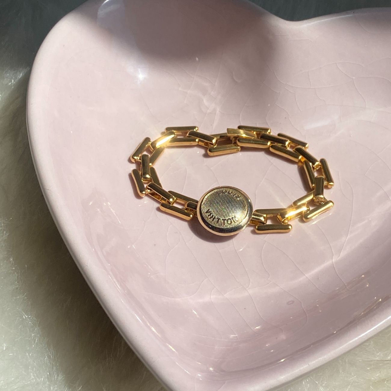 Authentic Louis Vuitton Raye Cabas Button Pendant- Reworked Bracelet