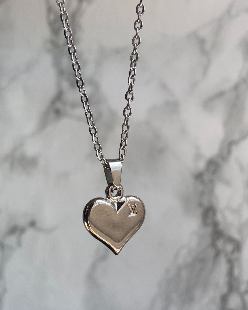 Authentic Louis Vuitton Heart Silver Pendant- Reworked Necklace