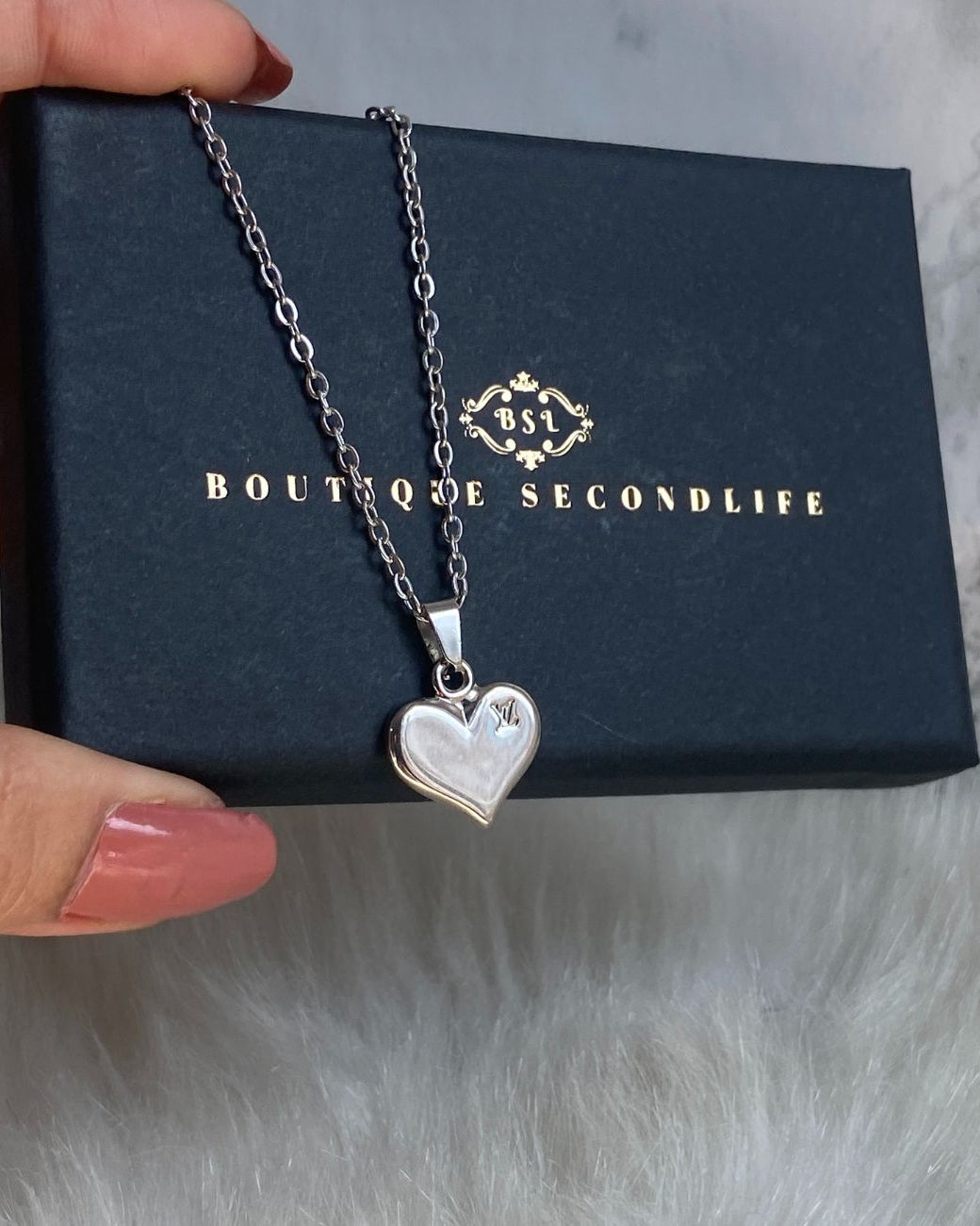 Authentic Louis Vuitton Heart Silver Pendant- Reworked Necklace