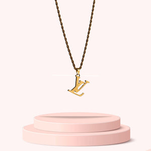 Authentic Louis Vuitton Raye Logo Pendant- Reworked Necklace