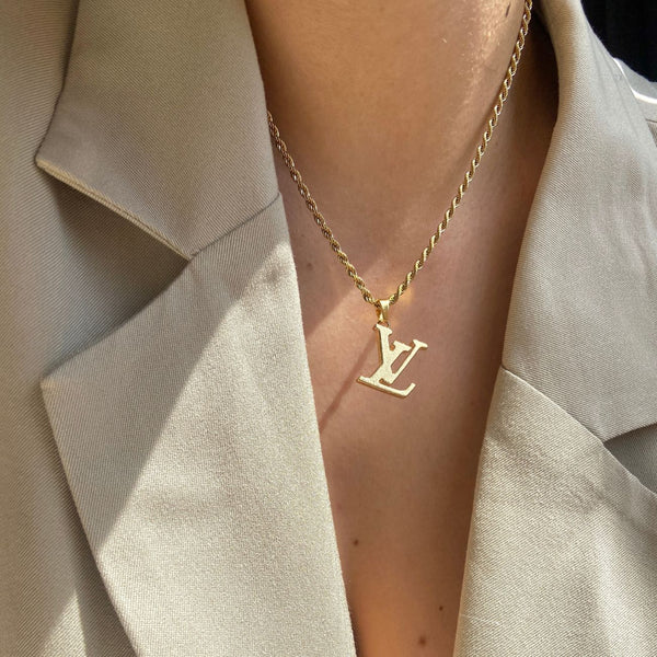 Authentic Louis Vuitton Raye Logo Pendant- Reworked Necklace