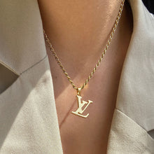 Load image into Gallery viewer, Authentic Louis Vuitton Raye Logo Pendant- Reworked Necklace