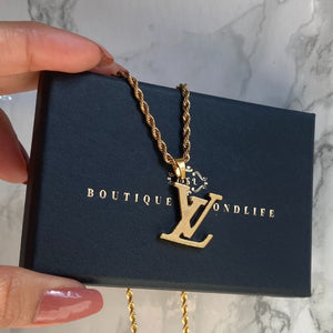 Authentic Louis Vuitton Raye Logo Pendant- Reworked Necklace