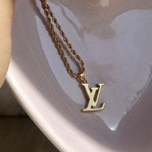 Authentic Louis Vuitton Raye Logo Pendant- Reworked Necklace