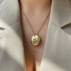 Authentic Louis Vuitton Raye Round Button Pendant- Reworked Necklace