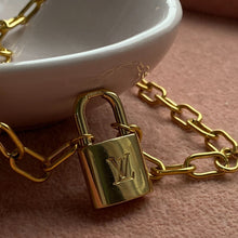 Load image into Gallery viewer, Authentic Louis Vuitton Raye Cabas Padlock M Pendant- Reworked Necklace