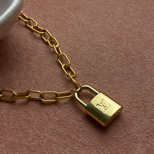 Load image into Gallery viewer, Authentic Louis Vuitton Raye Cabas Padlock M Pendant- Reworked Necklace