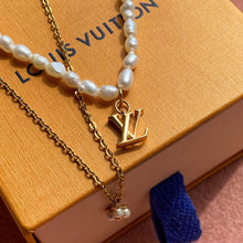 Load image into Gallery viewer, Authentic Louis Vuitton Floragram Logo Pendant- Reworked Necklace