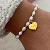 Repurposed Authentic Prada Mini Heart - Pearls & Beads Bracelet