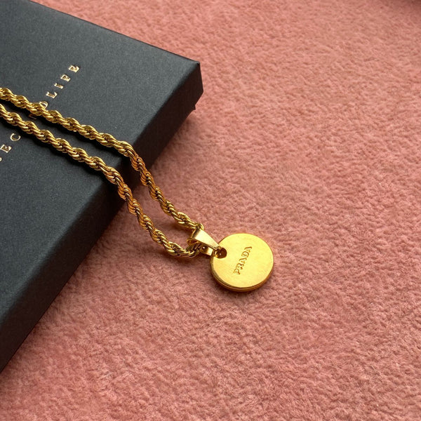 Repurposed Authentic Prada Mini circle tag - Necklace