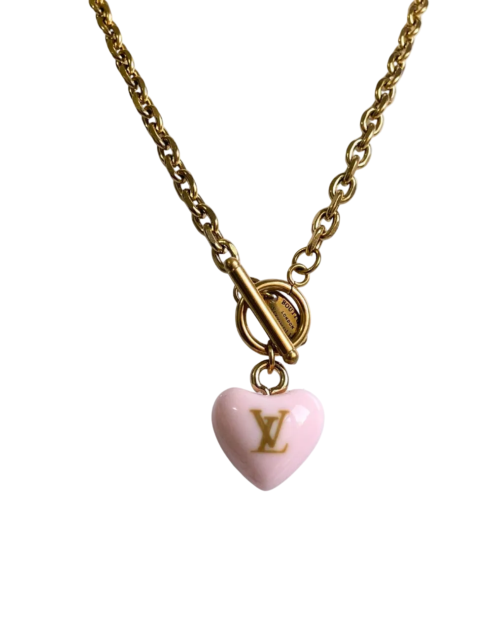 Authentic Louis Vuitton Minicharm Rose Heart Reworked Necklace