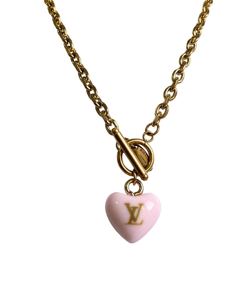 Authentic Louis Vuitton Minicharm Rose Heart Reworked Necklace