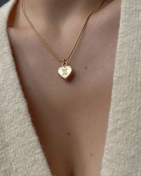 Authentic Louis Vuitton Heart Reworked Dainty Necklace