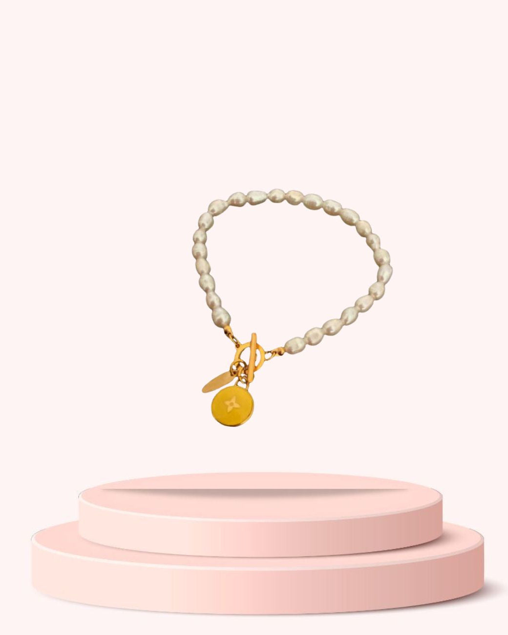 Authentic Louis Vuitton Pastilles Yellow Pendant- Pearls Bracelet