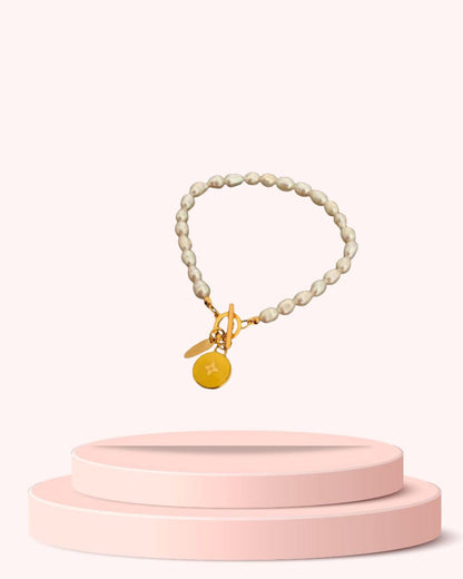 Authentic Louis Vuitton Pastilles Yellow Pendant- Pearls Bracelet