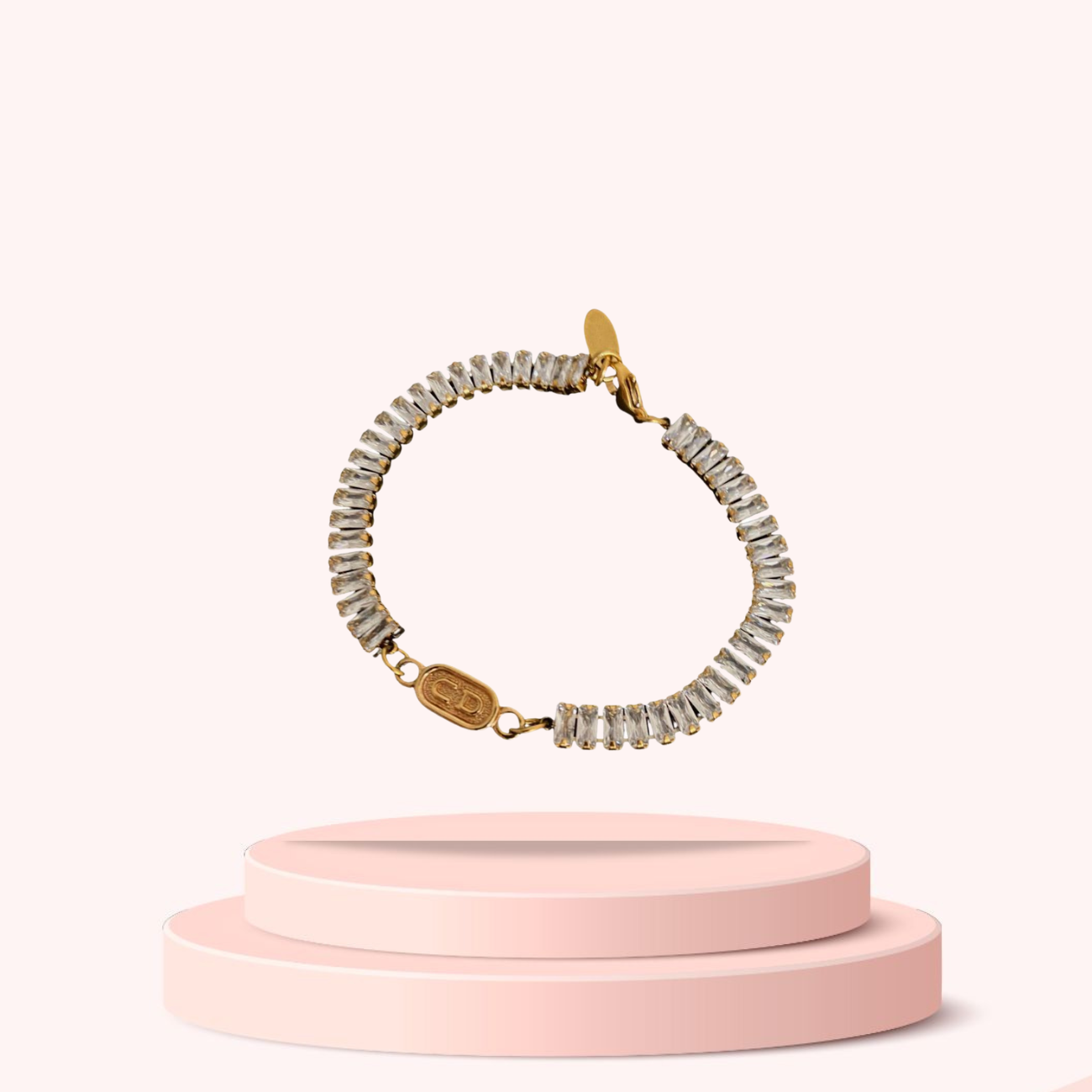 Authentic Dior CD Oval Pendant- Reworked Diamante Bracelet