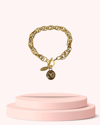 Authentic Louis Vuitton Logo Brown Pastilles  Pendant- Bracelet