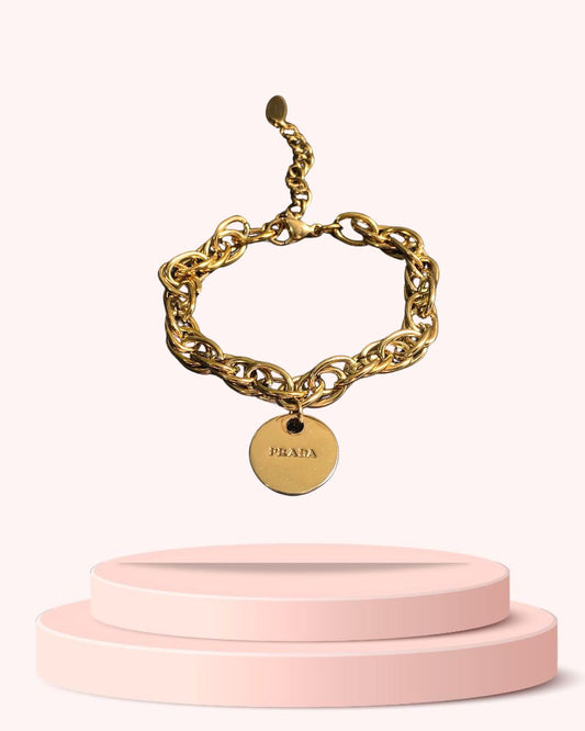Authentic Prada Round Pendant - Repurposed Bracelet