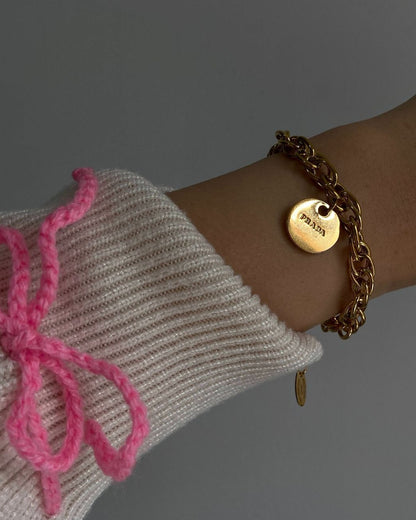 Authentic Prada Round Pendant - Repurposed Bracelet